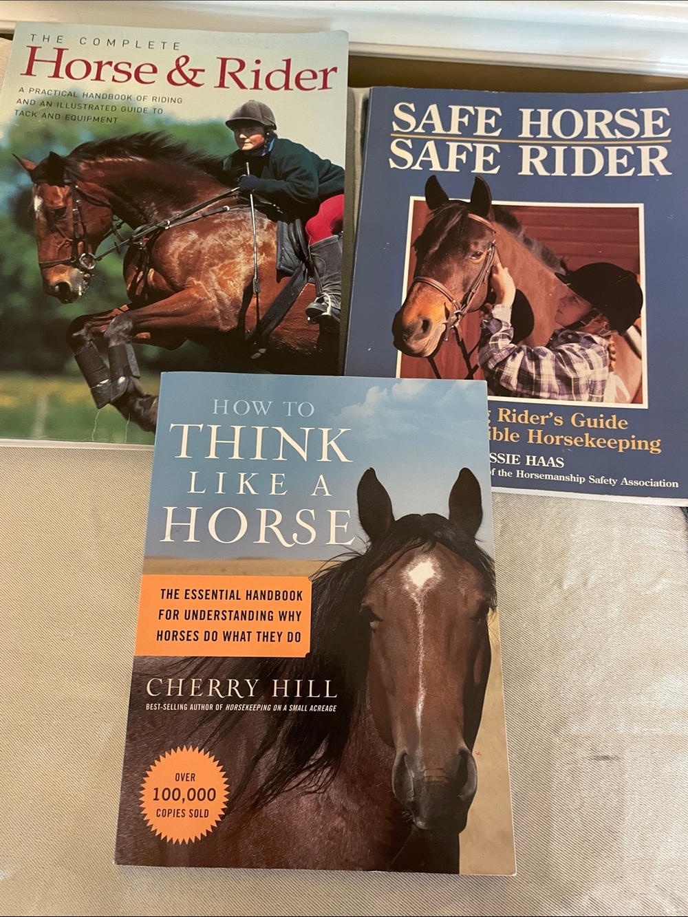 Lot of 3 horse and horse riding educational/informational books.